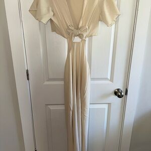 Elegant Cream Wrap Dress